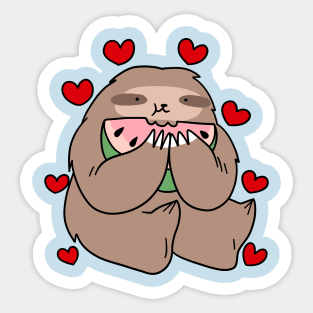 Sloth Loves Watermelon Sticker